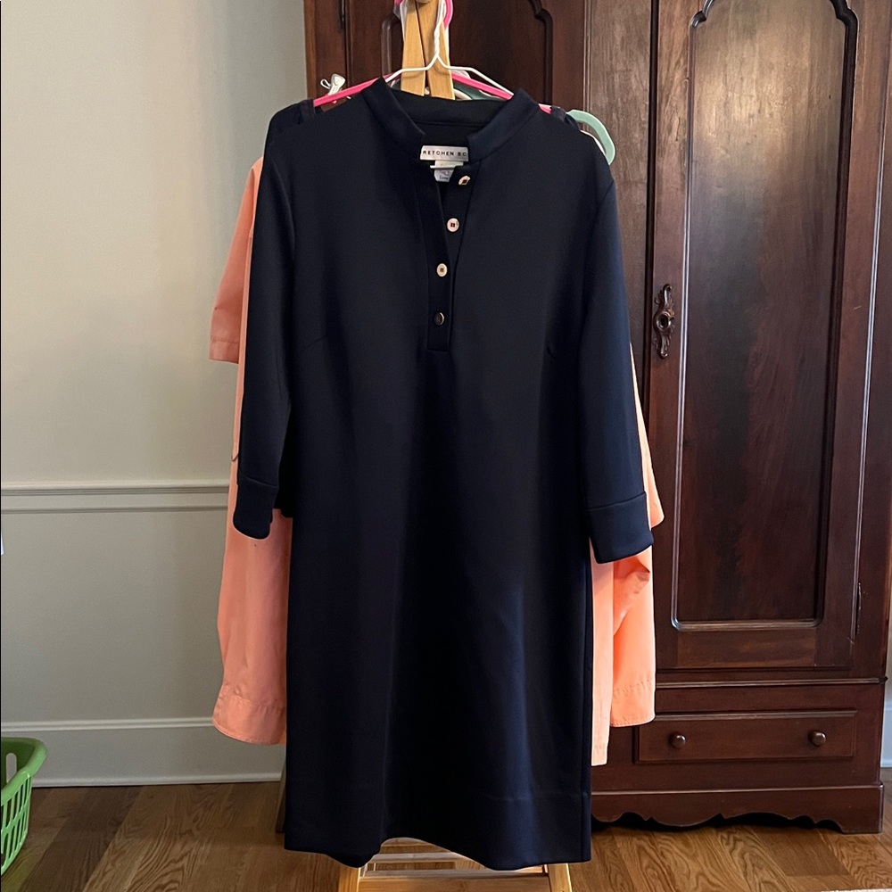 Navy Button-Up Dress by Gretchen Scott